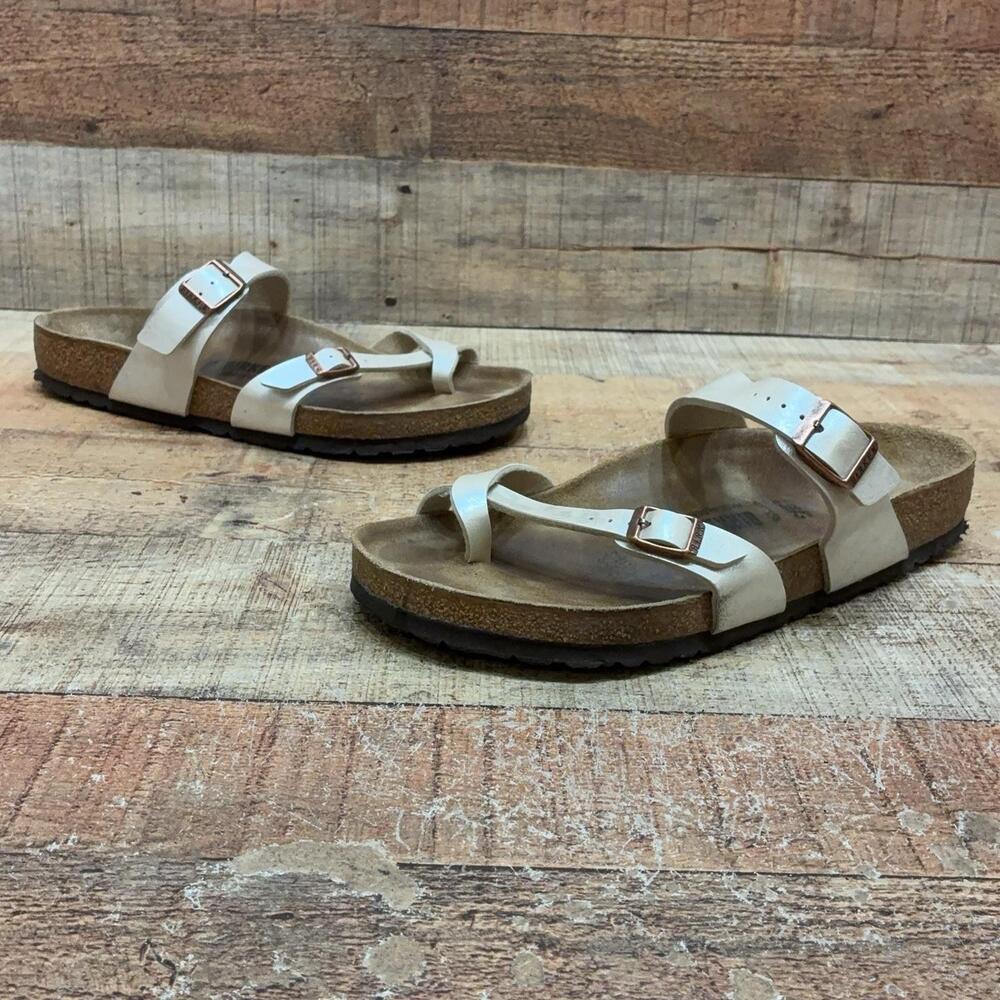 Birkenstock Mayari Sandals Womens Size 11 42 White Strappy Comfort Shoes